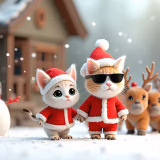 Cats In Santa Claus Costumes