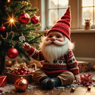 Cute Little Gnome In A Red Hat