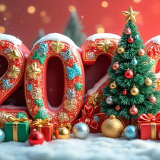 2026 digital colorful gifts boxes happy new year