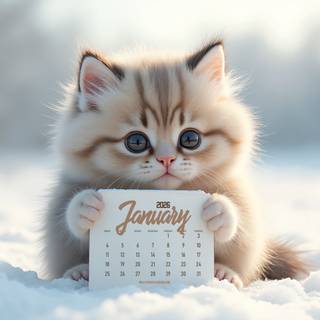 cute kitten january calendar 2026