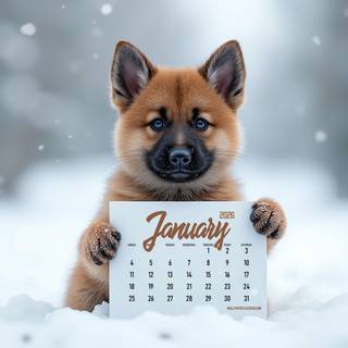 puppy german shepherd january calendar 2026