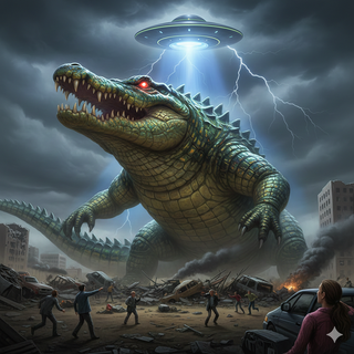 Crocodile transforms Giant from a UFO growth ray