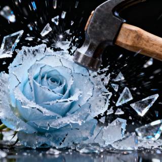 Frozen Rose Smashed By Hammer