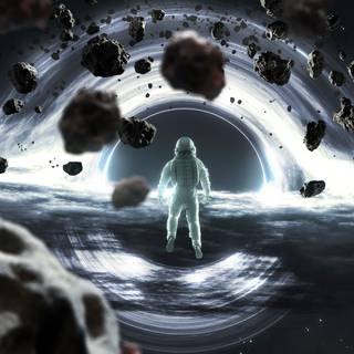Astronaut in Front of a Black Hole