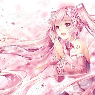 Cute pink blossom anime girl!