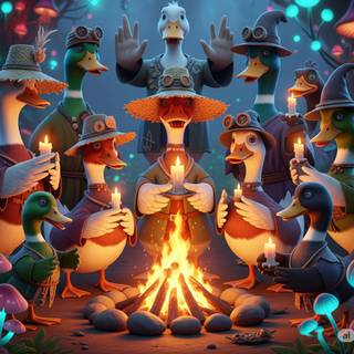 Silly duck in witch costume