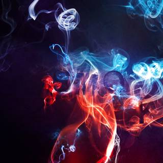 Blue and orange red smoke