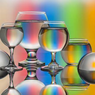 Spectrum Reflections In Water-Filled Glasses
