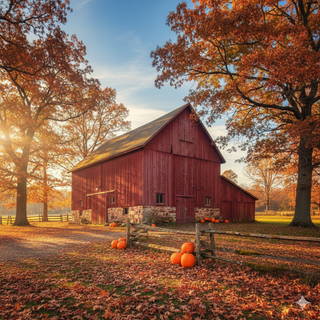 Large Red Barn during the Autumn