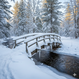 Bridge over the Creek during Winter