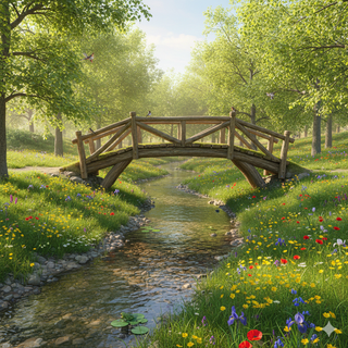 Bridge over a Creek during Spring