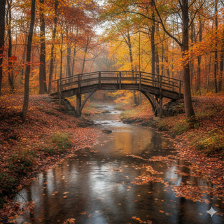 Bridge over a Creek during Autumn