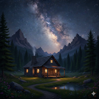Cozy Mountain Cabin underneath the Milky Way during Summer