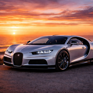 bugatti in the sunset