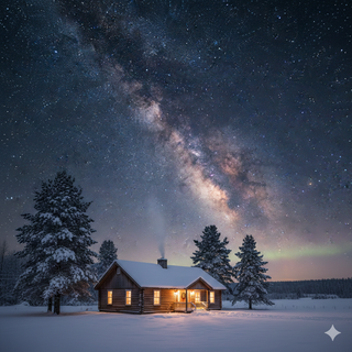 Ranch House underneath the Milky Way during Winter
