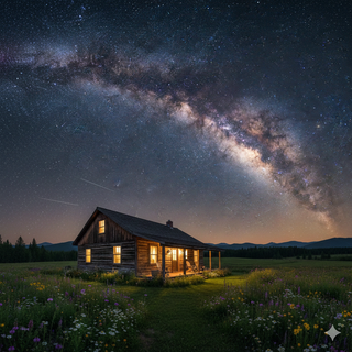 Ranch House underneath the Milky Way during Summer
