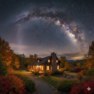 Ranch House underneath the Milky Way during Autumn
