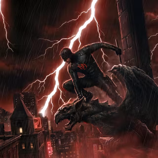 Daredevil Superhero Perched On A Gargoyle Art