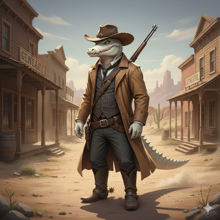 Cowboy Sheriff White Crocodile