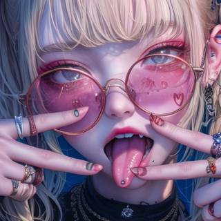 Anime Girl Sticking Tongue Digital Art