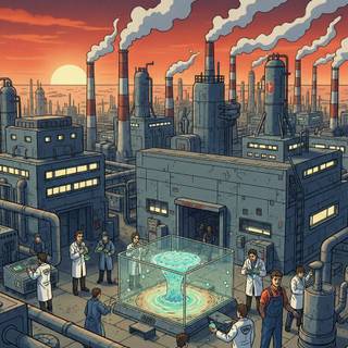 Fountain factory anime style