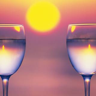 Two wine glass sunset