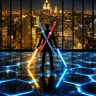 Futuristic Neon Warrior Background