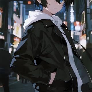 Anime Boy in futuristic city
