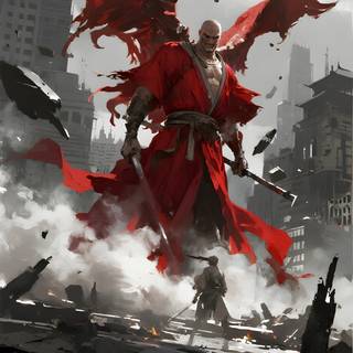 A lone person stands bravely while facing the final boss in an intense confrontation.