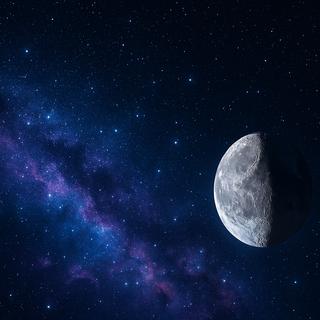 Crescent moon in space