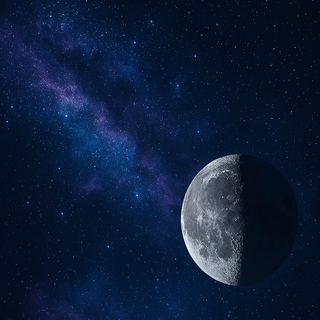 Crescent moon in space