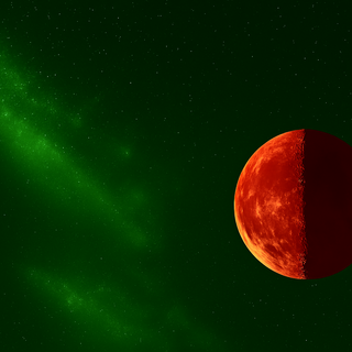 Red crescent in green space