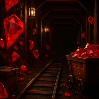 Diamond mine with red diamonds