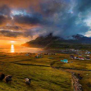  Satului Tjørnuvík din Insulele Feroe