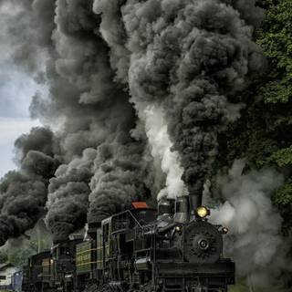 the engine steam locomotive in winter