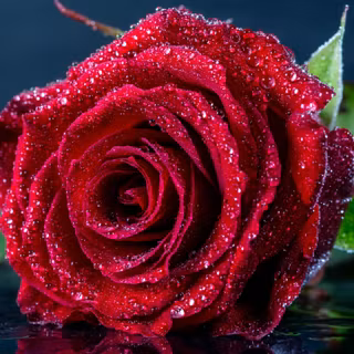 Glistening Water Drops On A Red Rose