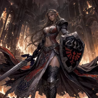 Epic Dark Fantasy Female Elf Warrior