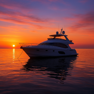 Beautiful yacht at sunset