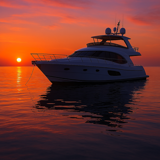 Beautiful yacht at sunset