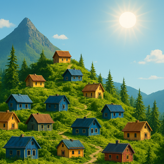 Houses in mountains during the day