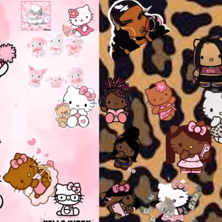 Slipt hello kitty and baddie hello kitty