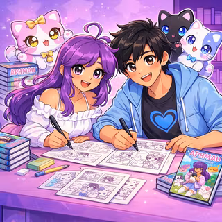 Ramiro And Aphmau Are Writing The Paper Of The Comic Book