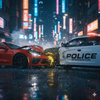 Corvette Stingray 2020 and Dodge Dart 2016 Crashing