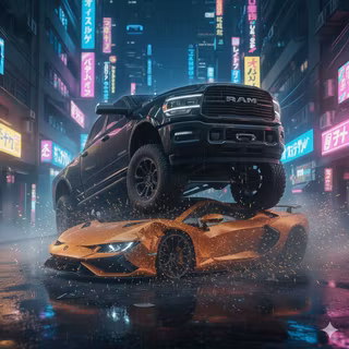 Ram 2500 HEMI Scatpack and Lamborghini Aventador SVJ