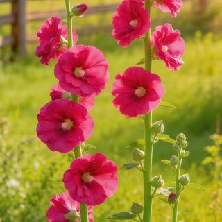 Pink Hollyhock Elegant 4K Phone Wallpaper