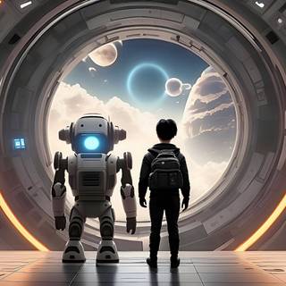 Boy and his companion robot by hanyang5021030010100