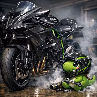 Suzuki ninja h2r with green dino