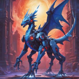 Blue mechanical dragon 