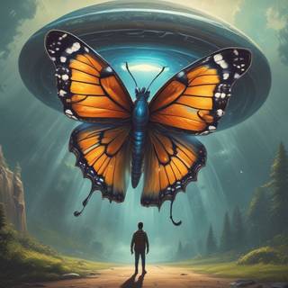 Butterfly transforms giant from a UFO growth ray 