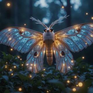 White Bioluminescent moth 